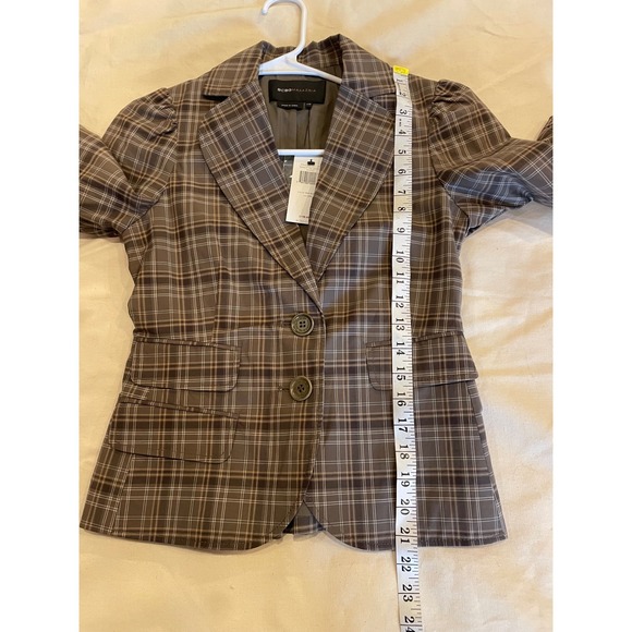 BCBGMAXAZRIA‎ Nancy The Double B Suiting Blazer Plaid Puff Sleeve XXS 3/4 sleeve - Picture 6 of 12